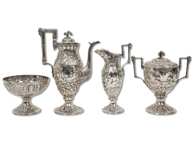 Samuel Kirk & Son Landscape 4Pc Tea Set