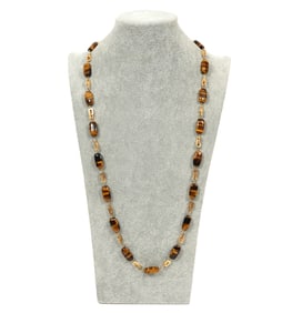 Tiger Eye & 14K YG Link & Bead Necklace