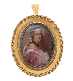 Vintage Diamond & 18K YG Pendant/Brooch