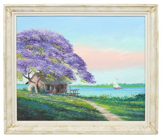 Ahmed S. Eltemtamy 'Jacaranda Tree' Oil Painting