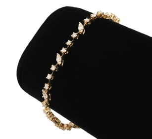 Diamond and 14K YG Tennis Bracelet