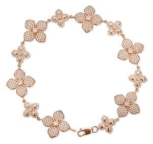 Diamond & 18K RG Floral Design Tennis Bracelet