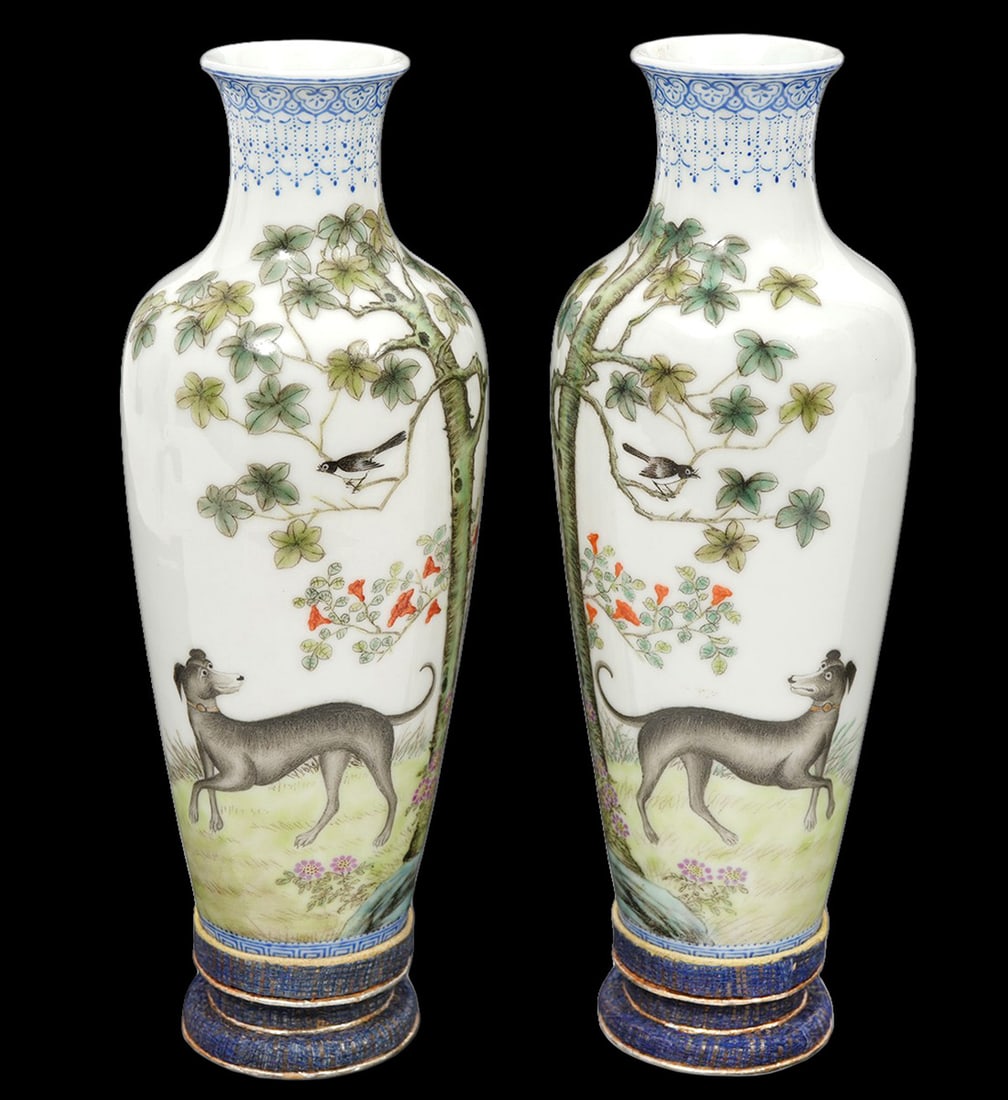 Pair of Chinese Hand Painted Porcelain Vases (1 of 20)