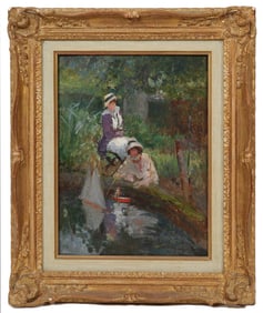 Georges Binet 'Au Bord du Bassin' Painting