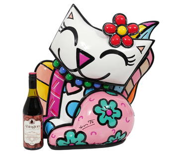 Romero Britto 'Red Flower' Resin Sculpture: Romero Britto, Brazilian (Born 1963). 'Red Flower' Resin sculpture is signed and numbered 24/50. Measures 23"H x 21"W x 14" D. Condition: good condition, minor wear, please see all photos. Contact AAG
