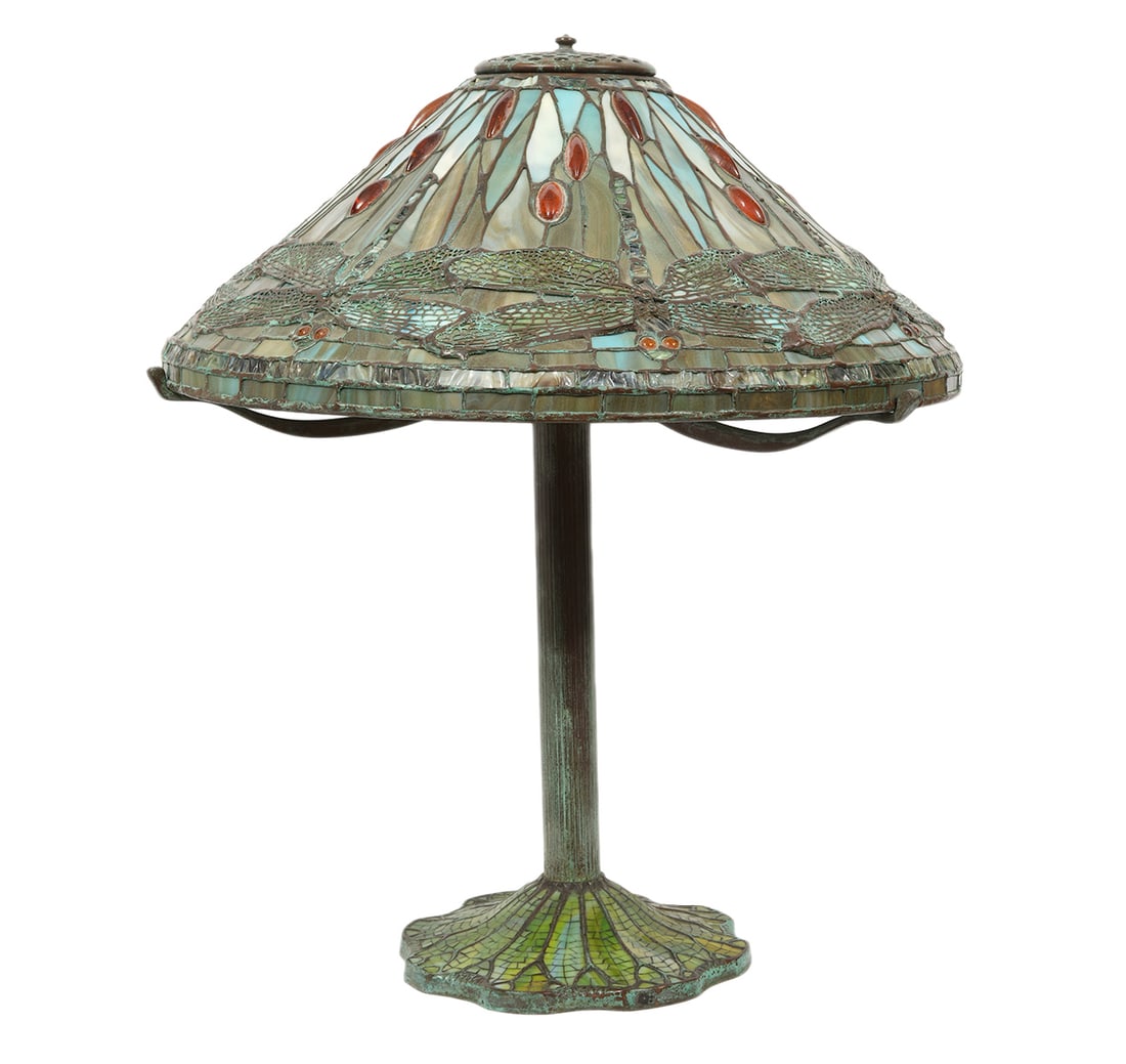 Tiffany Style Stained Glass Dragonfly Lamp (1 of 12)