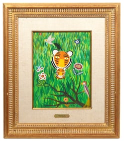 Henri Maik 'Tigers' Framed Watercolor Painting