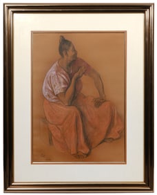 Francisco Zuniga 'Pink Blouse' Crayon & Pastel