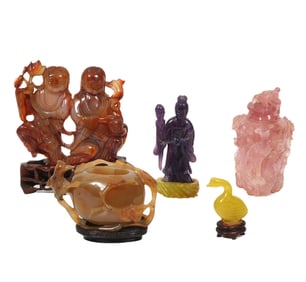 Chinese Mixed Stone Five Piece Grouping