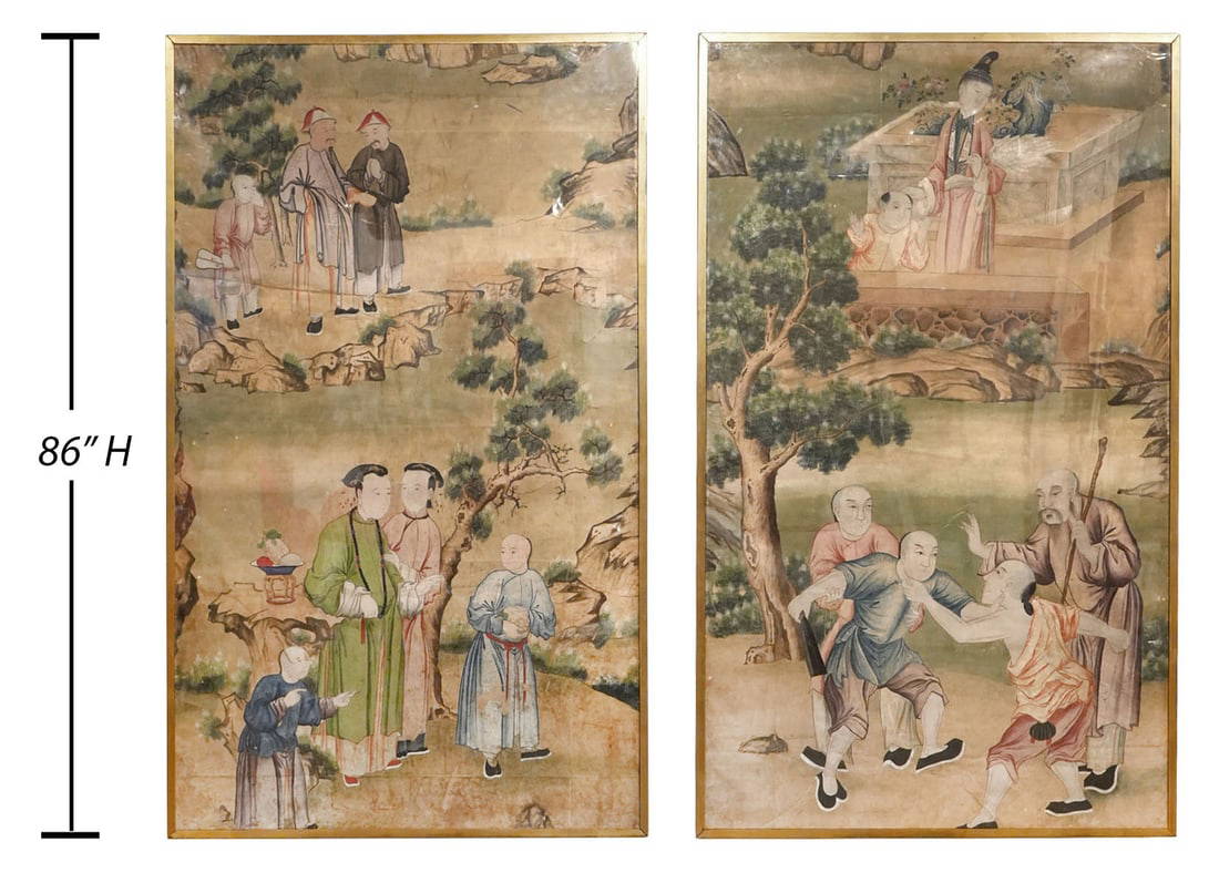 2 Early Chinese Large Watercolor Paintings