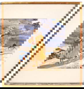 Original Nicholas Konstantinovich Roerich Painting: Nicholas Konstantinovich Roerich, Russia (1874-1947). This is a gouache on paper that is signed lower right with the artist's monogram. Cordier & Ekstrom Gallery label on verso. He was known for his A
