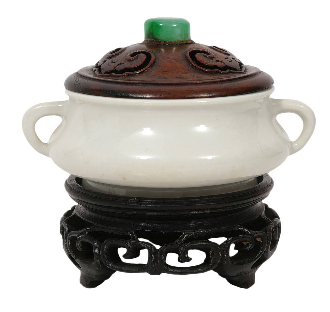 Chinese Blanc de Chine Handled Incense Jar