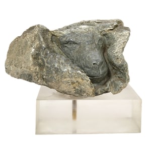 Ram's Head Carved in Stone Retha Walden Gambaro