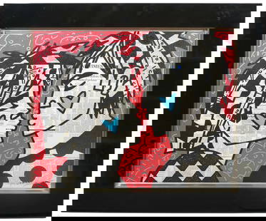Romero Britto 'Soulmates' Signed Mixed Media: Romero Britto, Brazil (Born 1963). 'Soulmates' is a mixed media on canvas with diamond dust hand embellishments that is signed lower right and mounted in a black glossy frame. Numbered 11/50 and dated