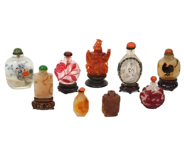 Nine Assorted Snuff Bottles
