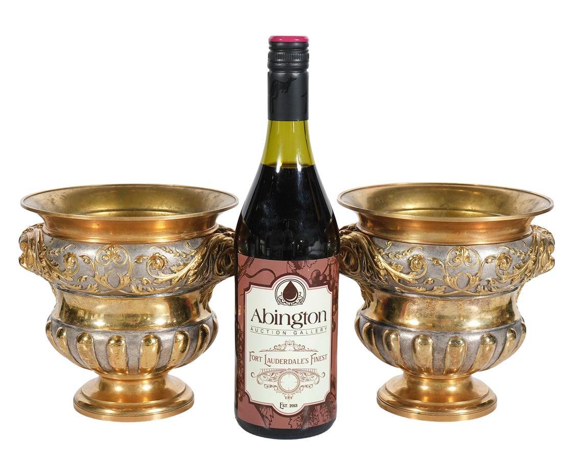 Two Signed Bronze Repousse Planters (1 of 7)