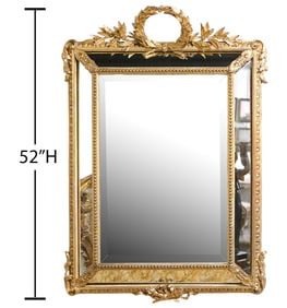 French Louis XVI Style Gilt Bronze Framed Mirror