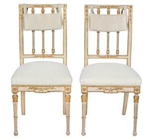 19th Ct. Two Louis XVI/Gustavian Style Spindle Back Chairs