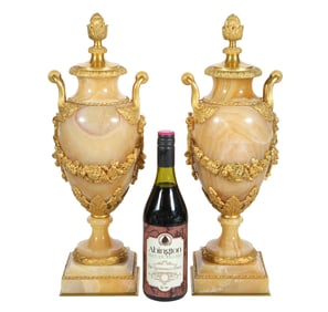 Pr Louis XVI 19th C Ormolou & Onyx Urns