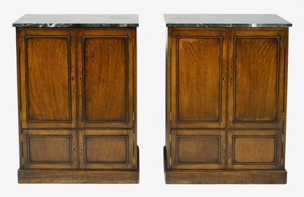 Pr 19th C English Marble Top Cabinets