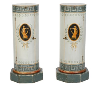 2 19th C Italian Cabinets with Greek Key Designs