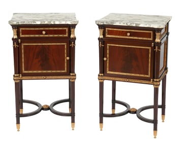 Pr French Empire Style Mahogany Side Cabinets