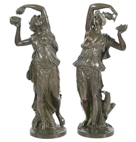 2 French Bronze Sculptures After Claude M Clodion