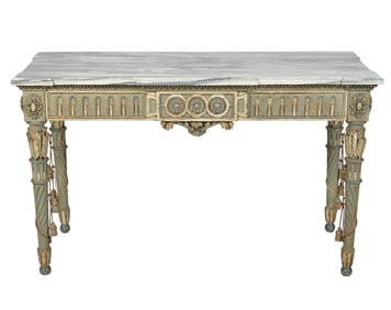 19th C Neoclassical Marble Top Console Table