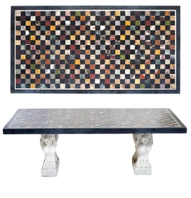 Italian Neoclassical 19th C Stone Inlay Table