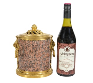 French 19th C Gilt Bronze & Red Marble Canister