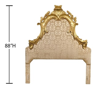 Louis XV Style Gilt Wood & Upholstered Headboard