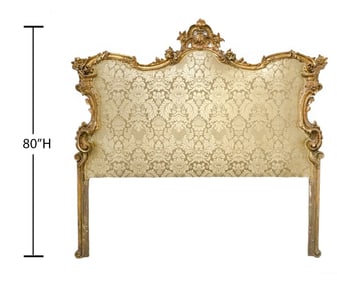 Louis XVI Style Upholstered and Carved Headboard
