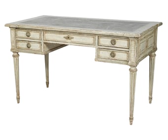 19th Ct French Painted Bureau Plat Writing Table