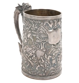 Chinese Export Silver Mug with Dragon Handle