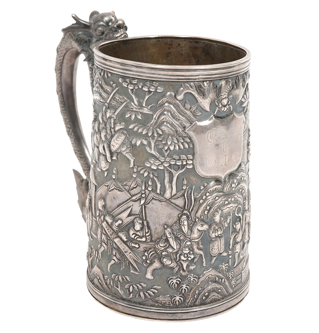 Chinese Export Silver Mug with Dragon Handle (1 of 8)