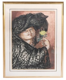 Original Enrique Grau 'Rita' Watercolor Painting