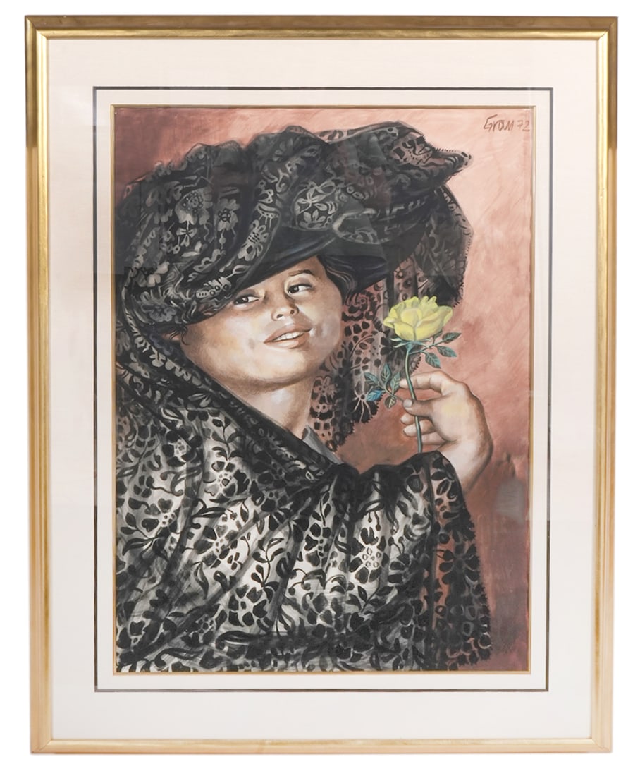 Original Enrique Grau 'Rita' Watercolor Painting (1 of 6)