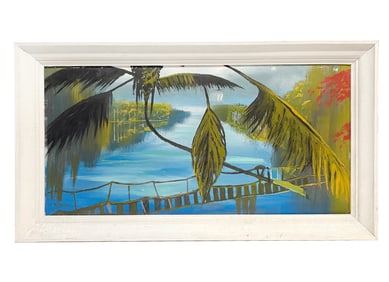 Rodney Demps 'Rope Bridge' Oil Painting