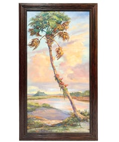 James Hutchinson 'Lone Palm Tree' Signed Painting