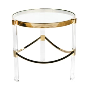 Charles Hollis Jones Lucite & Brass 'Classic Wolf' Side Table