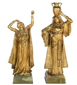 Two 19th C Ernest Wante Gilt Bronze Figures