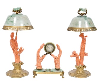 3 Pieces Jade & Coral by Edward I. Farmer