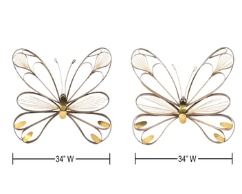 Two Curtis Jere Brass Butterfly Wall Sculptures
