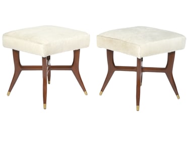 Pr. Italian Cowhide Stools Style of Gio Ponti