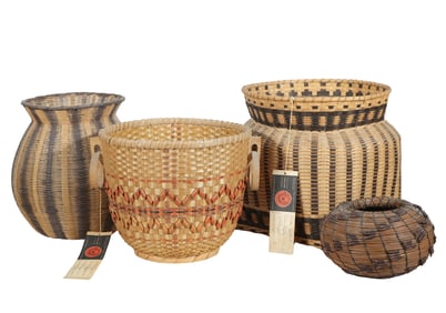 Four Woven Native American Baskets