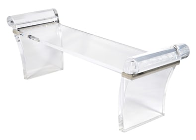 Mid Century Modern Signed Lucite Bench