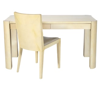 Karl Springer Lacquered Goatskin Desk & JMF Chair