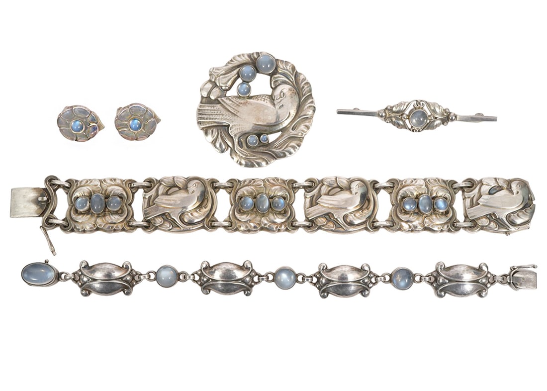 5 Pc. Georg Jensen Sterling & Moonstone Jewelry (1 of 7)