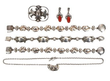 Six Pc. Georg Jensen Sterling Jewelry