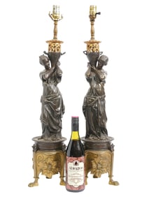 Pr. Jean Jacques Pradier Bronze Table Lamps